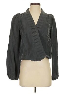Evereve Slate Gray Wrap Blouse
